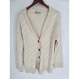 Everlane The Alpaca Tiger Jacquard Cardigan Women's M Canvas Snow